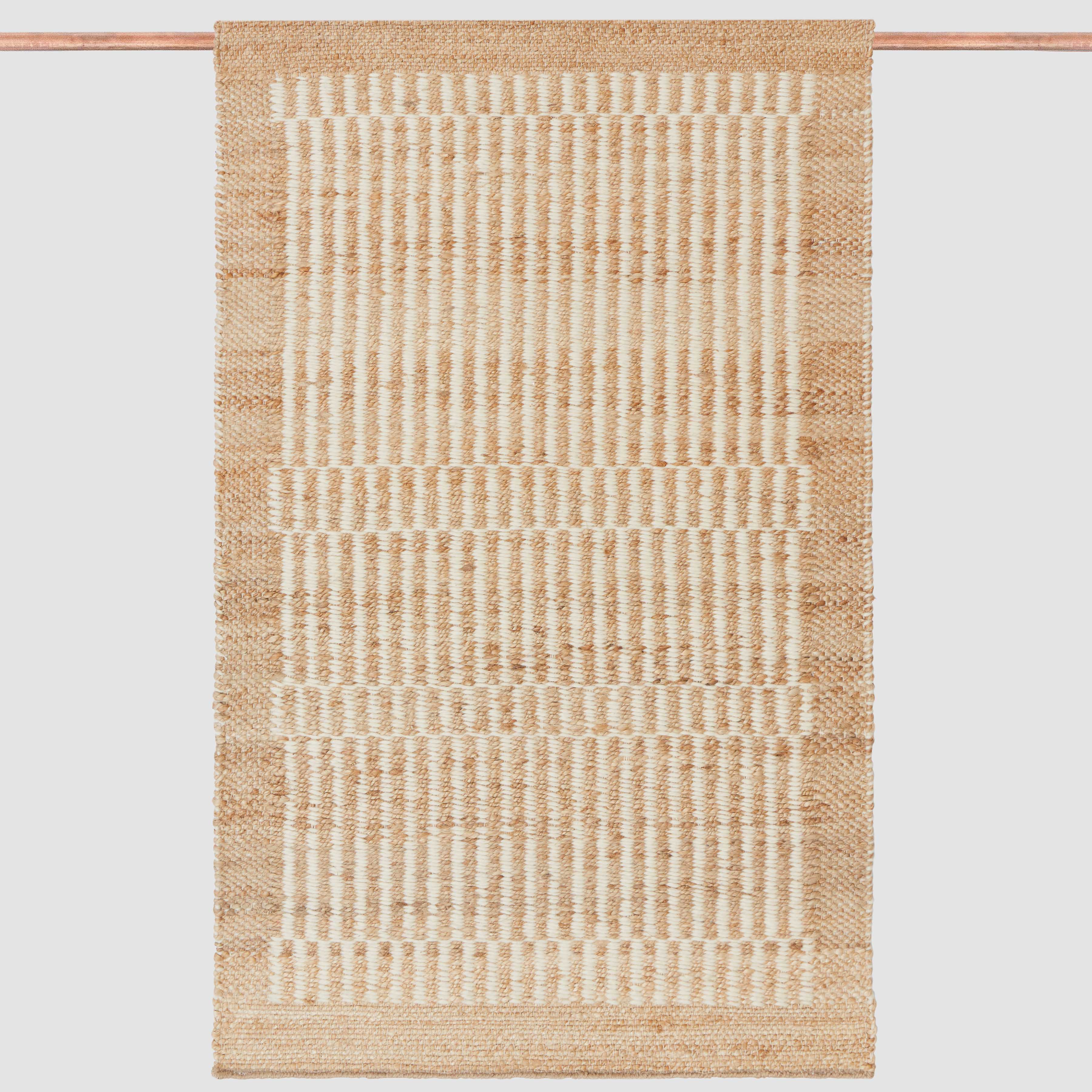 Handwoven Accent Rug with Subtle Stripes and Checkered Texture | Multiple Sizes