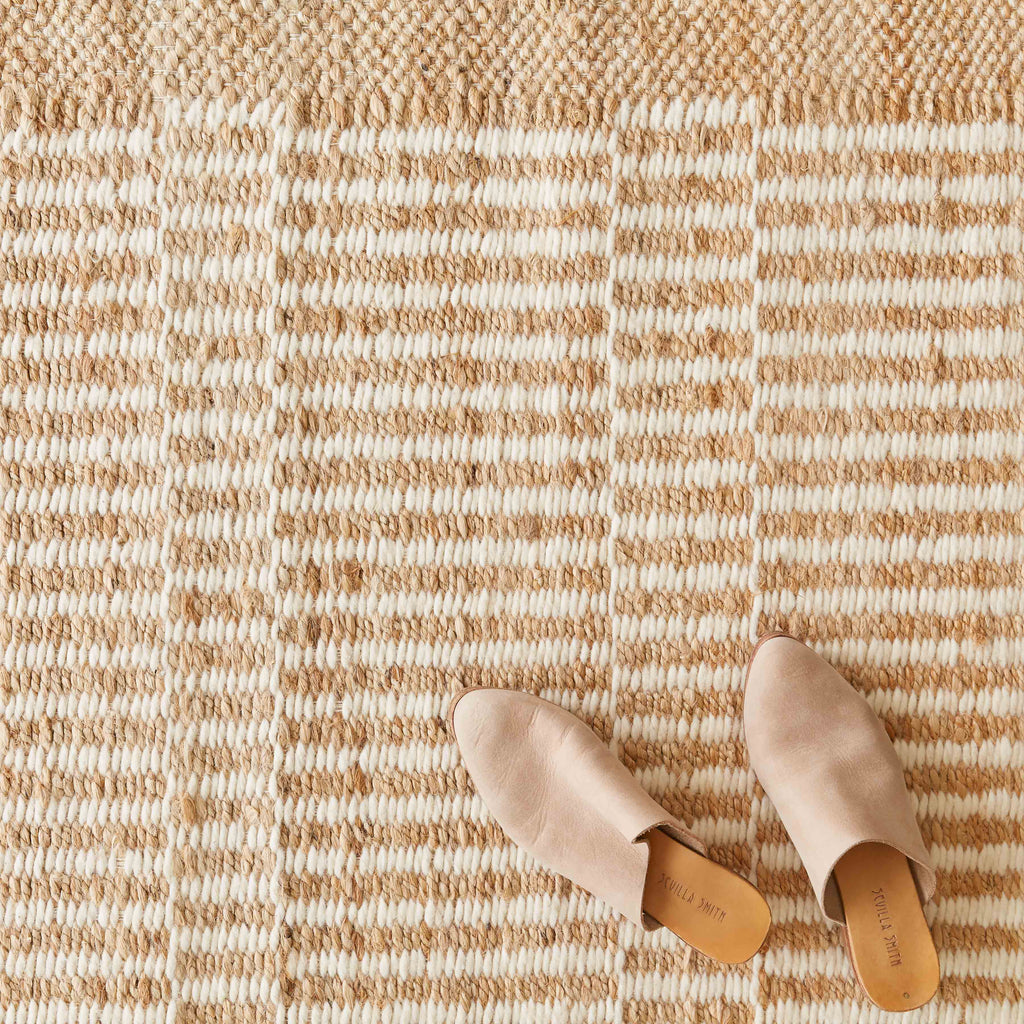 Handwoven Accent Rug with Subtle Stripes and Checkered Texture | Multiple Sizes