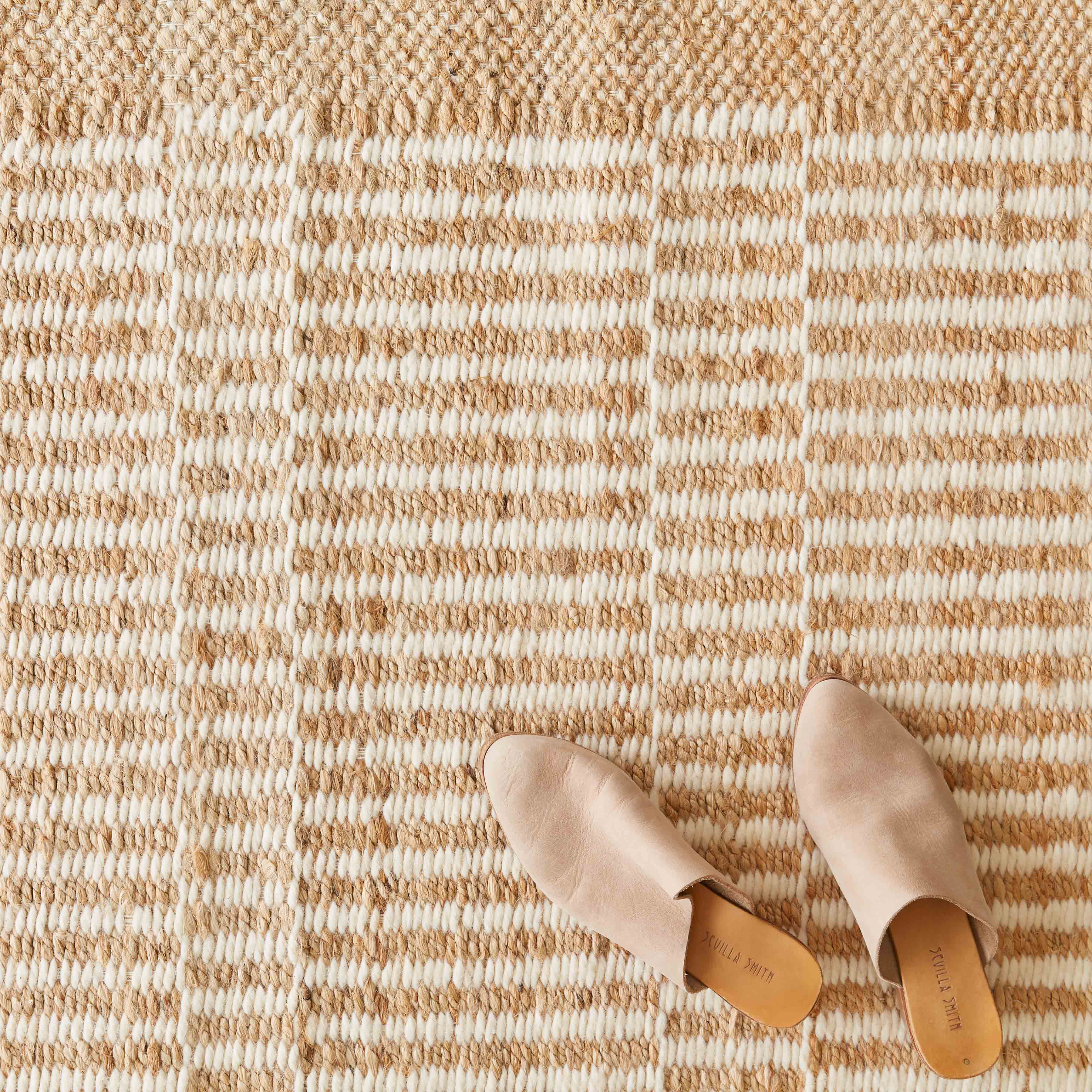 Handwoven Accent Rug with Subtle Stripes and Checkered Texture | Multiple Sizes