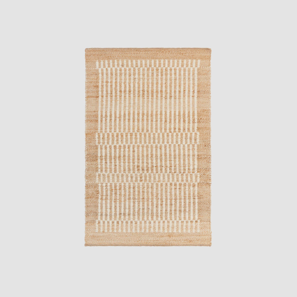 Handwoven Accent Rug with Subtle Stripes and Checkered Texture | Multiple Sizes