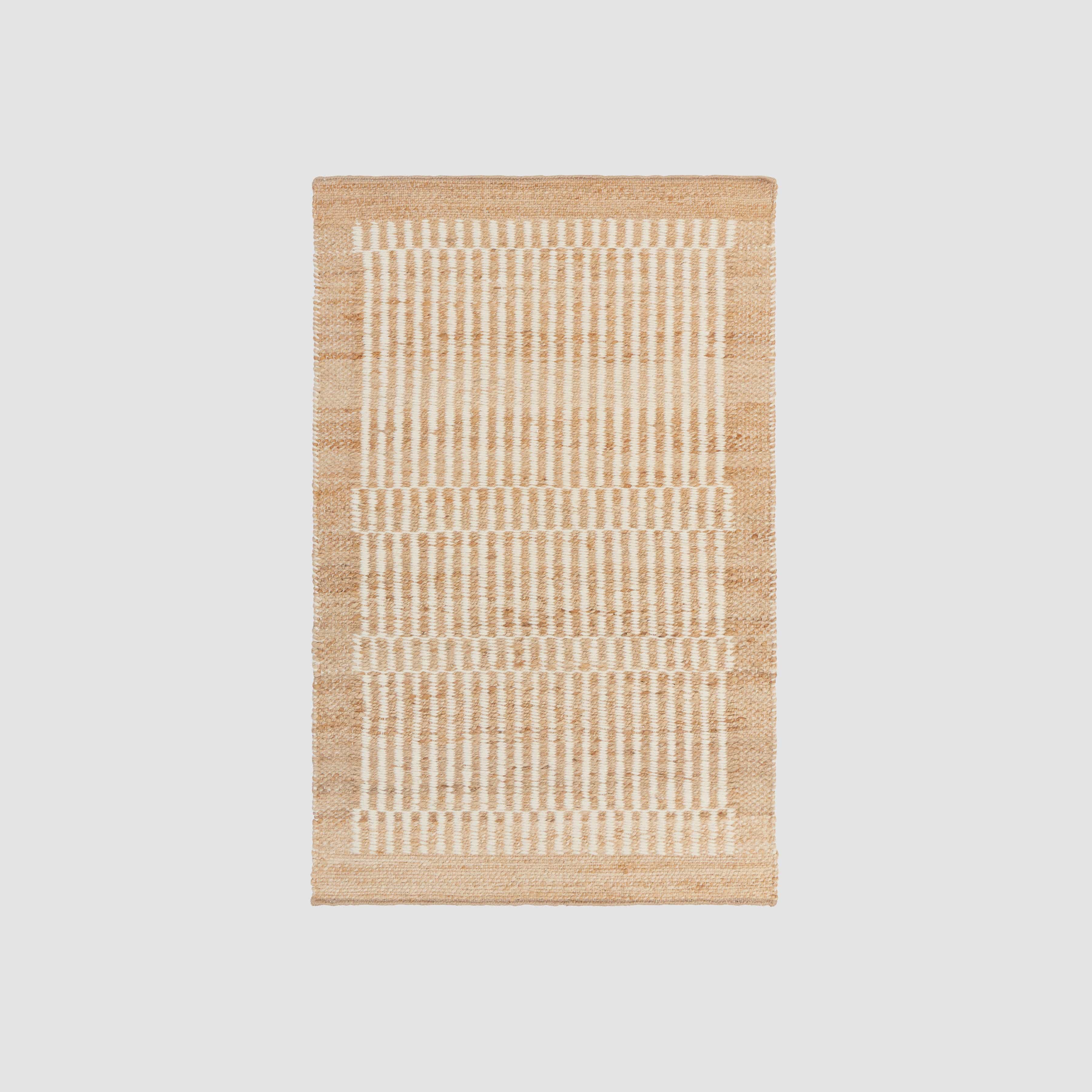 Handwoven Accent Rug with Subtle Stripes and Checkered Texture | Multiple Sizes
