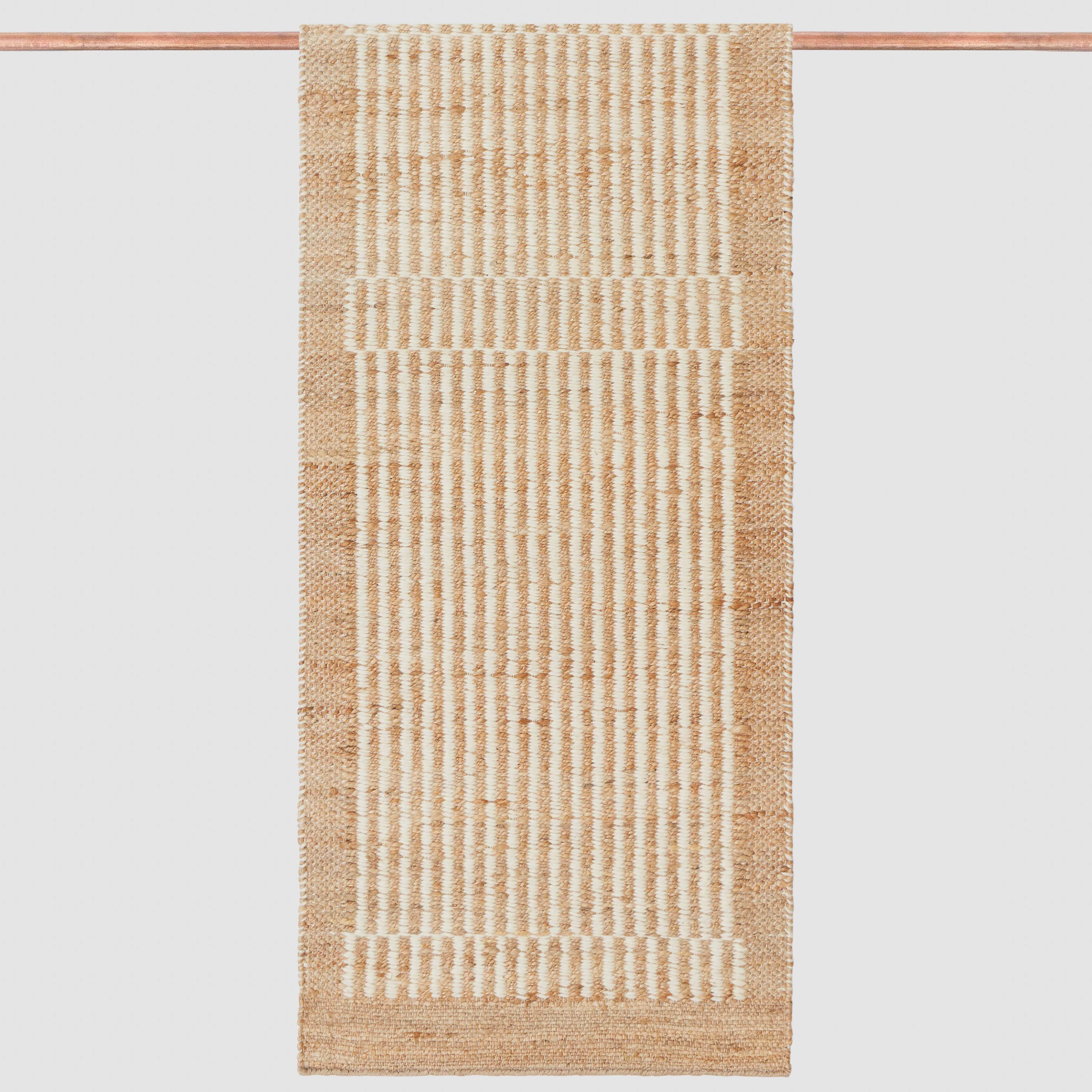 Handwoven Accent Rug with Subtle Stripes and Checkered Texture | Multiple Sizes