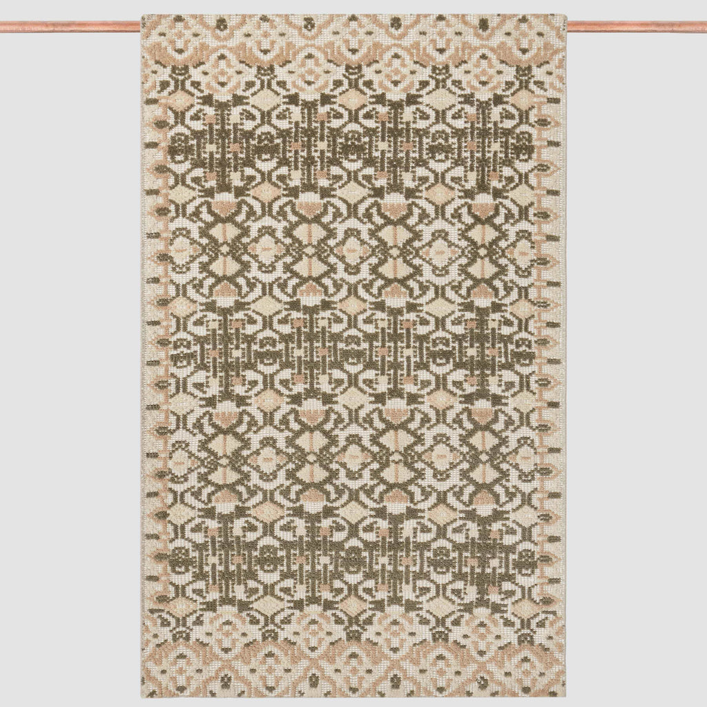 Handwoven Rug with Classic Repeating Pattern and Framed Borders | Multiple Sizes