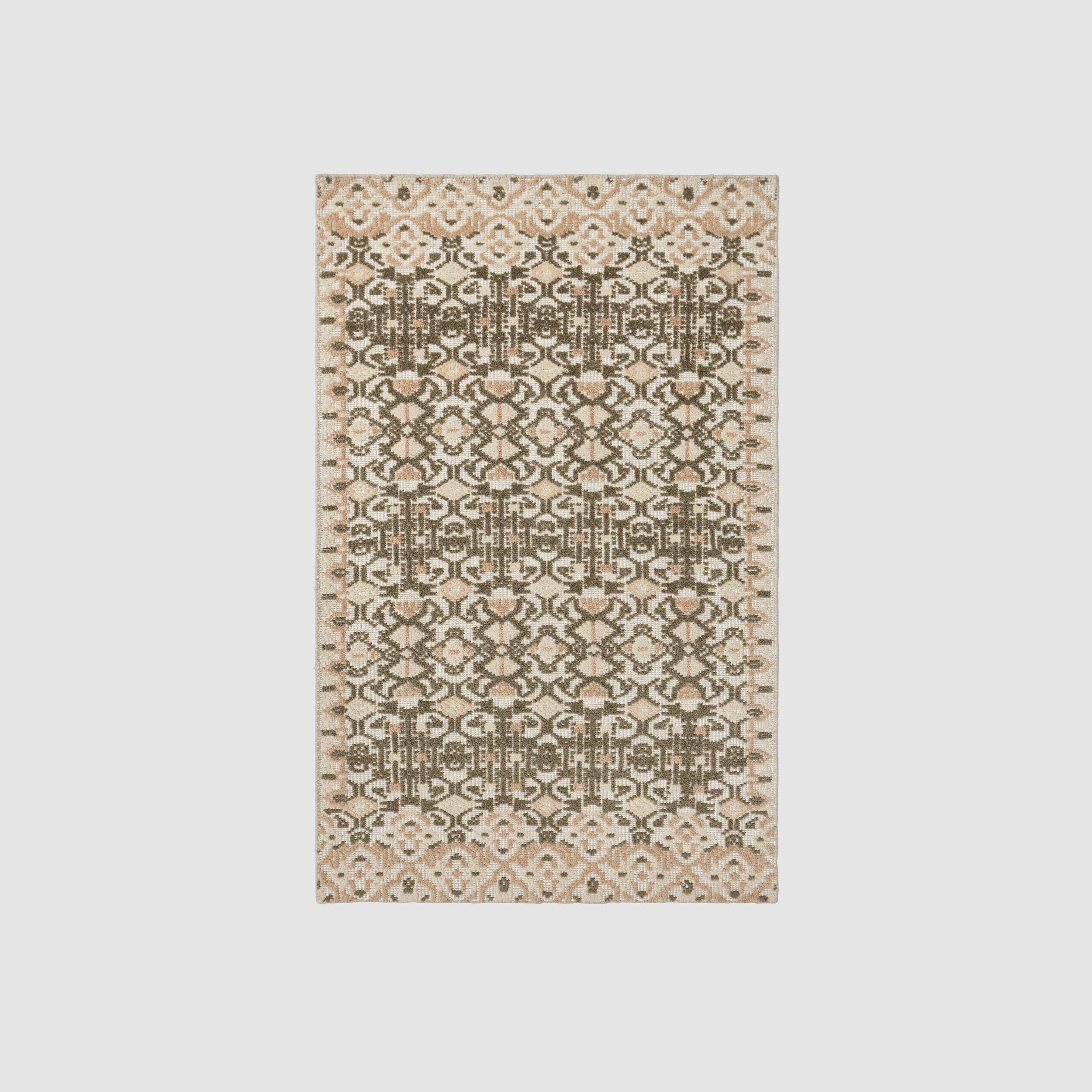 Handwoven Rug with Classic Repeating Pattern and Framed Borders | Multiple Sizes