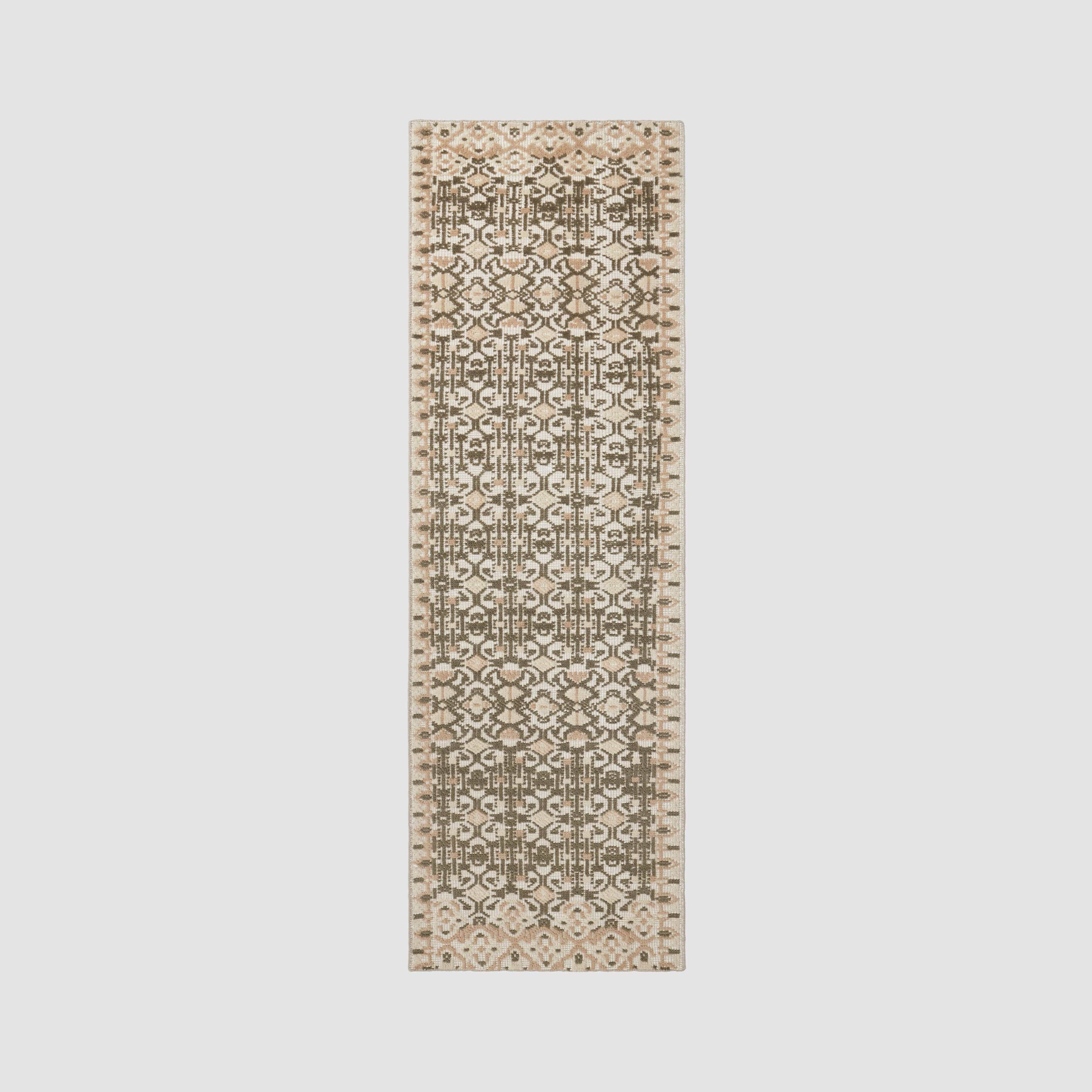 Handwoven Rug with Classic Repeating Pattern and Framed Borders | Multiple Sizes