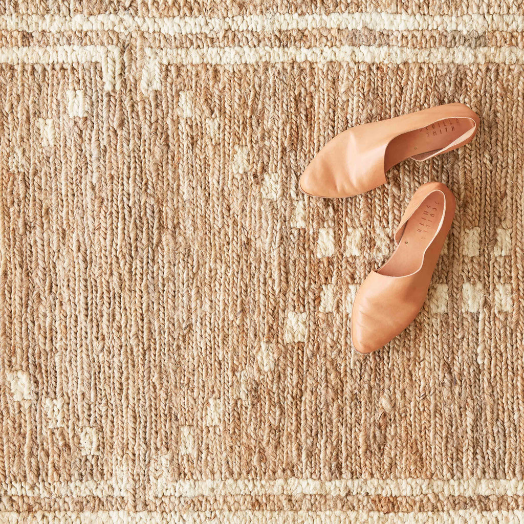 Handwoven Runner Rug with Subtle Pattern and Framed Details | 2.5 x 8 ft